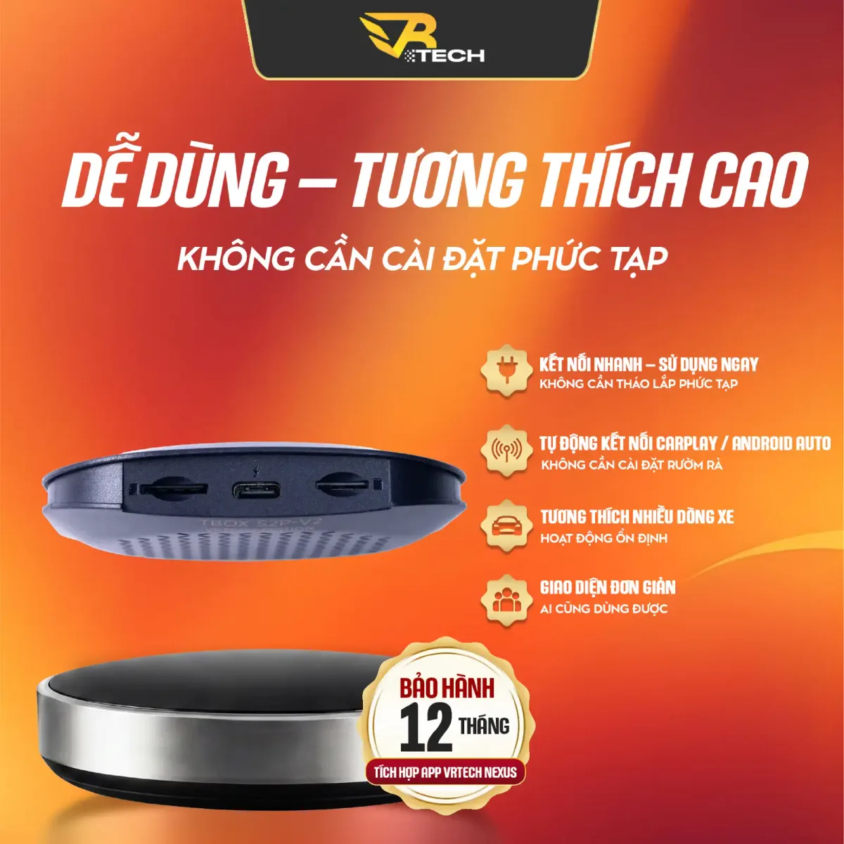VRTECH Edition | Carlinkit TBOX S2P V2 2026 | Android Box Ô Tô | Chip Qualcomm 6225 | Apple CarPlay & Android Auto | Bảo hành 12 tháng - thumbnail 5